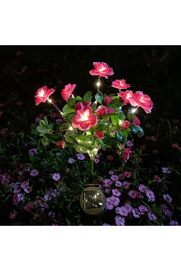 1PC Pink 1PC Solar Azaleas Flower Outdoor Lights-IP65 Waterproof, for Room Party Home Garden Path Ca