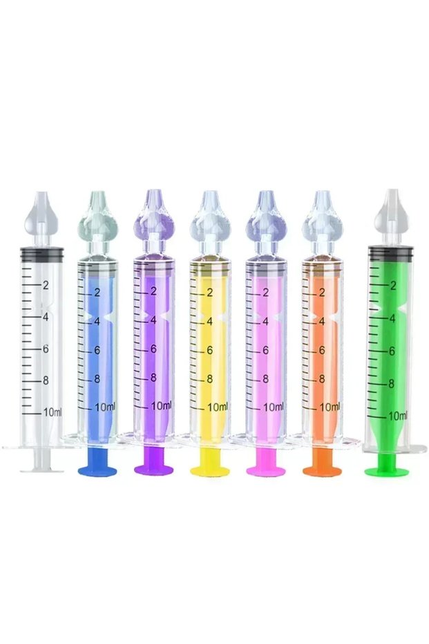 7PCS Mixed Color Silicone Baby Nasal Aspirator Syringe Baby Nose Cleaner Kids Rhinitis Nasal Washer