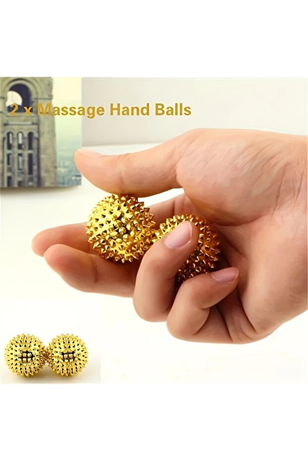 Silver 2 Magnetic Acupoint Massage Balls, Metal Manual Foot and Hand Back Massagers, for Home Care a
