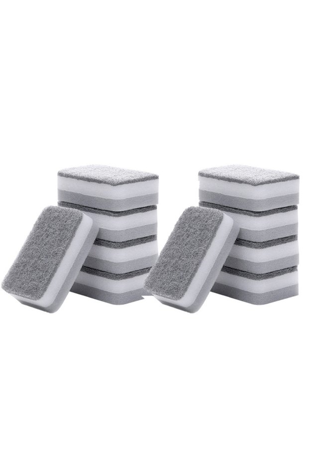 10pcs 5/30PCS Home Double-sided Sponge Wipe Gray Dirt-resistant Scouring Pad Kitchen Stain Sponge Wi