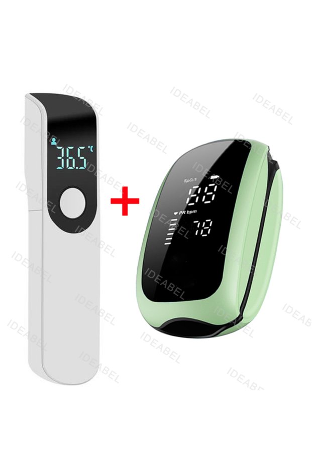 Type 8 Rechargeable Oximeter Infrared Fever Thermometer Digital LCD Infant Adult Non-contact Laser B