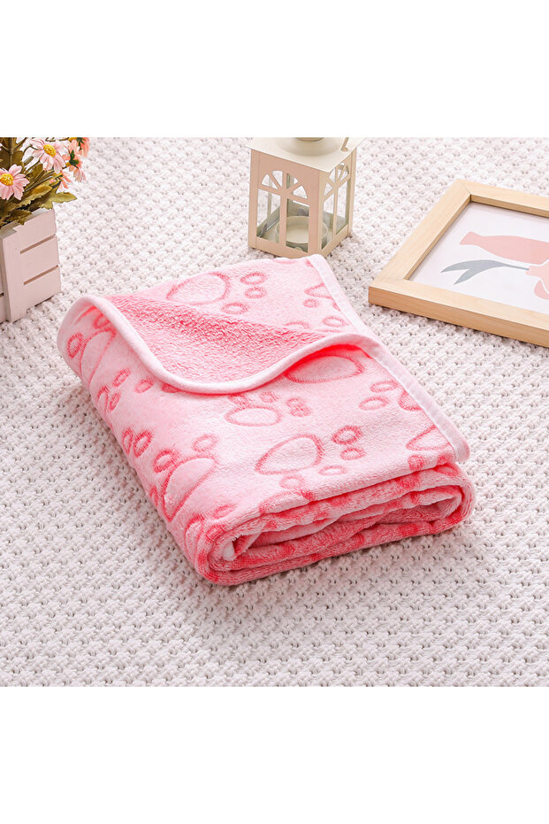 60x40cm Pink Autumn and Winter Soft Fluffy High Quality Pet Blanket Cute Cartoon Pattern Pet Mat War