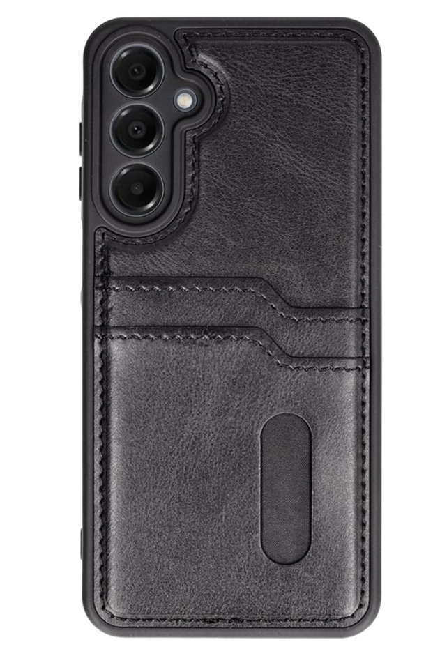 Samsung Galaxy A26 Compatible Case Sara Leather Case with Business Card Holder - Black