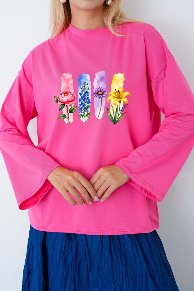 Colorful Flowers Printed Oversize Body Suit Suitable for Hijab