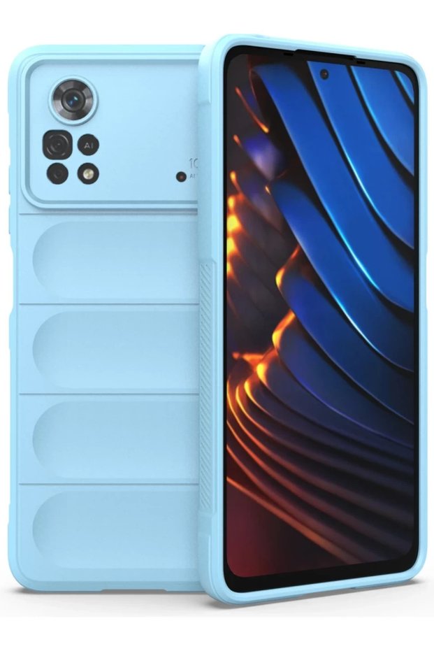 حافظة متوافقة مع هاتف Xiaomi Poco X4 Pro 5G من السيليكون الأمثل - أزرق سماوي