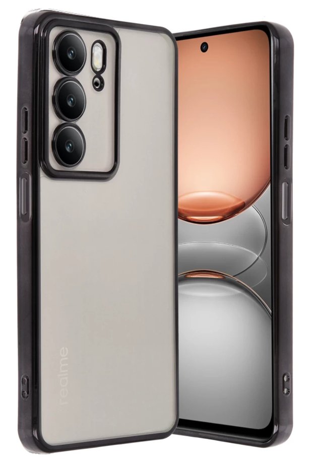 حافظة سيليكون متوافقة مع هاتف Realme C75 4G مع عدسة - أسود