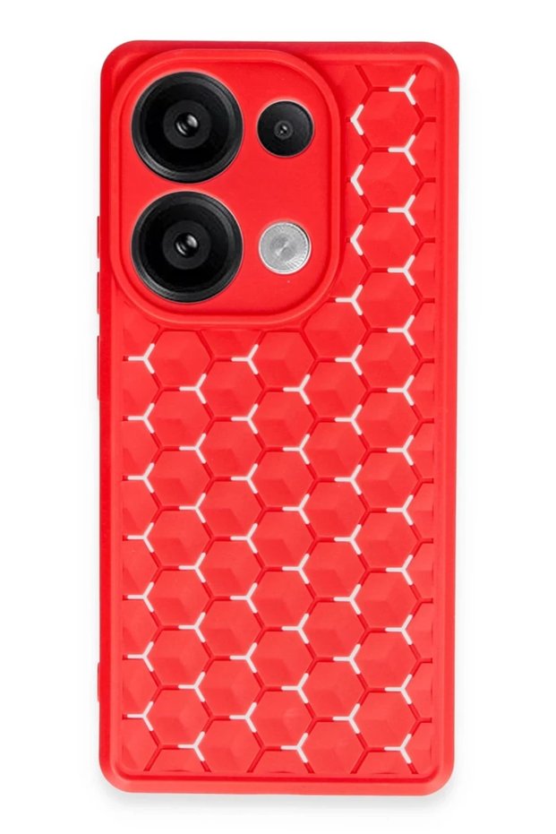 غطاء حماية من السيليكون على شكل قرص العسل متوافق مع هاتف Xiaomi Redmi Note 13 Pro 4G - أحمر