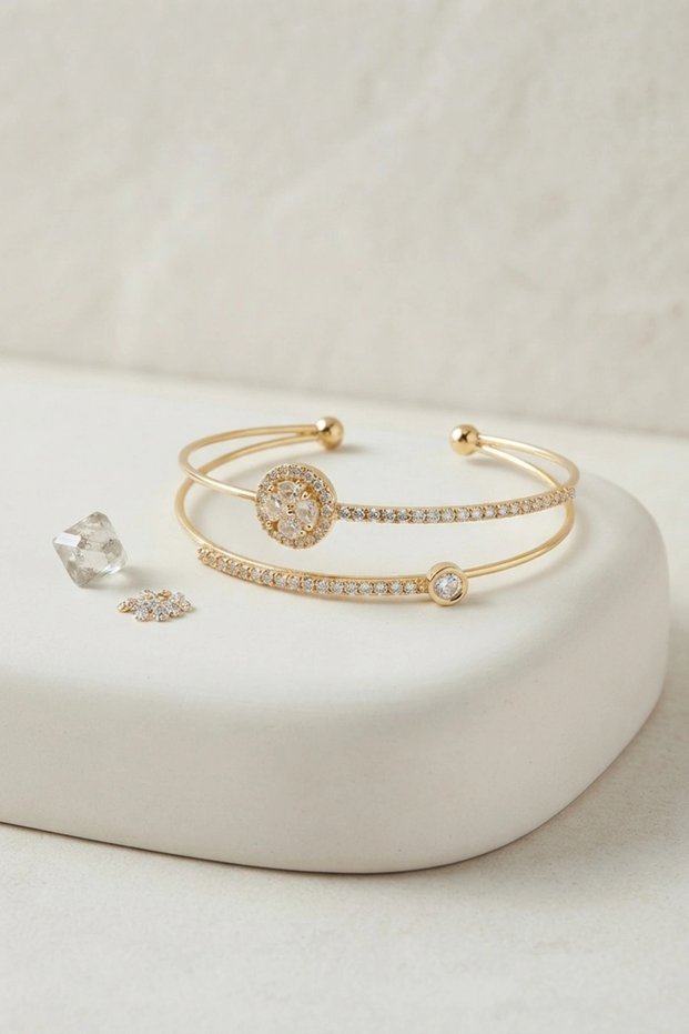 Gold Color Zircon Stone Women's Bracelet Tj-Bb8886
