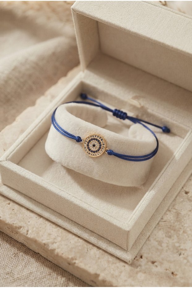 Handmade Zircon Stone Evil Eye Beaded Bracelet with Rope Elevator Clasp