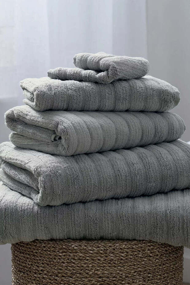 Rib Hydrocotton 100% Cotton Hand Towel - Light Gray, 50 X 90 cm
