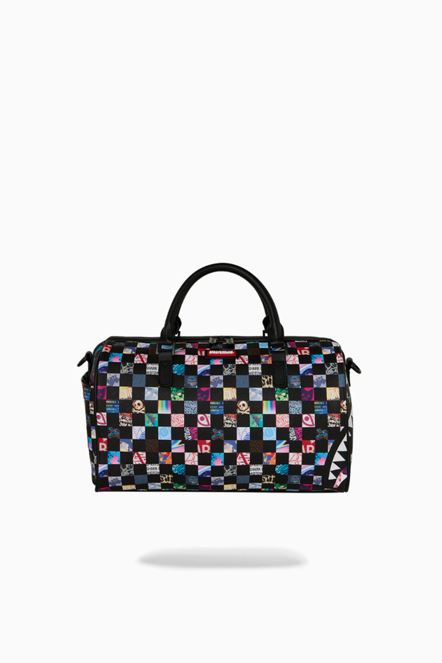 Crazy Check Mini Duffle Sharkverse Universe Faux Leather Mini Handbag