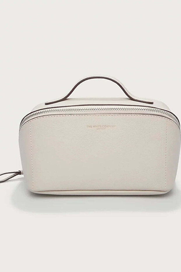 Saffiano Leather Foldable Mini Makeup Bag - Cream