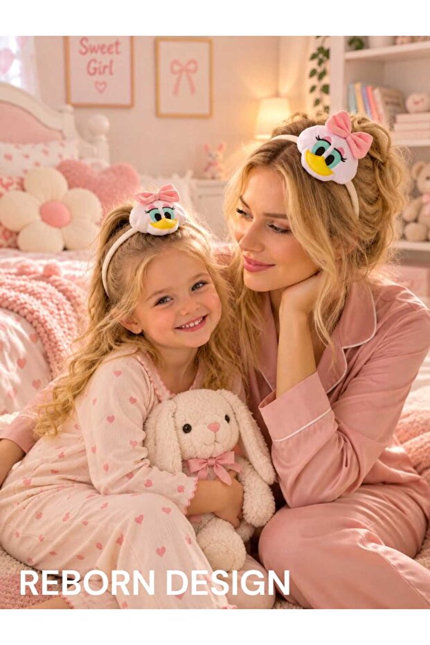 White Color Fluffy Hair Band with Daisy Duck Figure