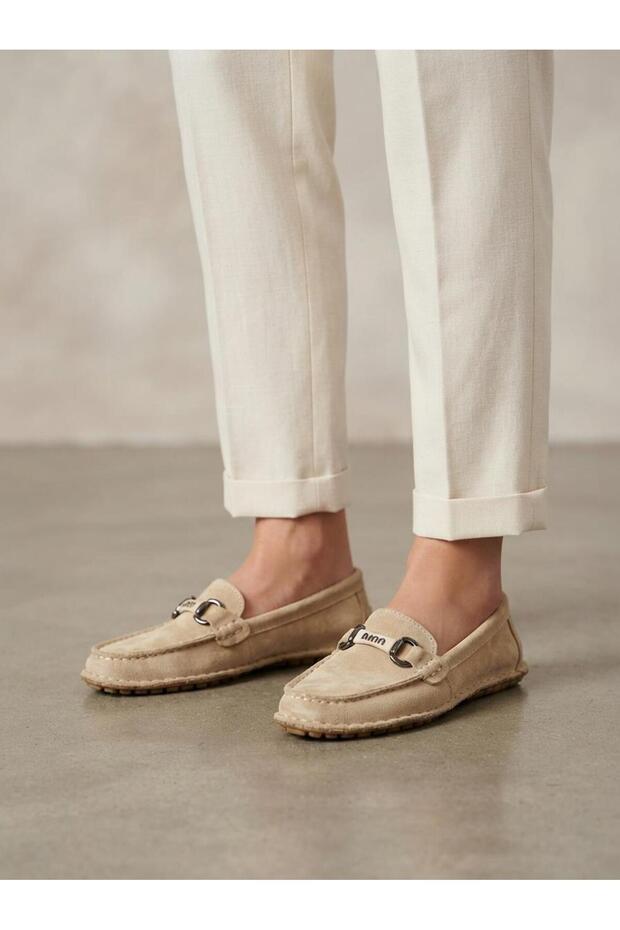 Beige Suede Leather Buckle Women's Daily Orthopedic Shoes