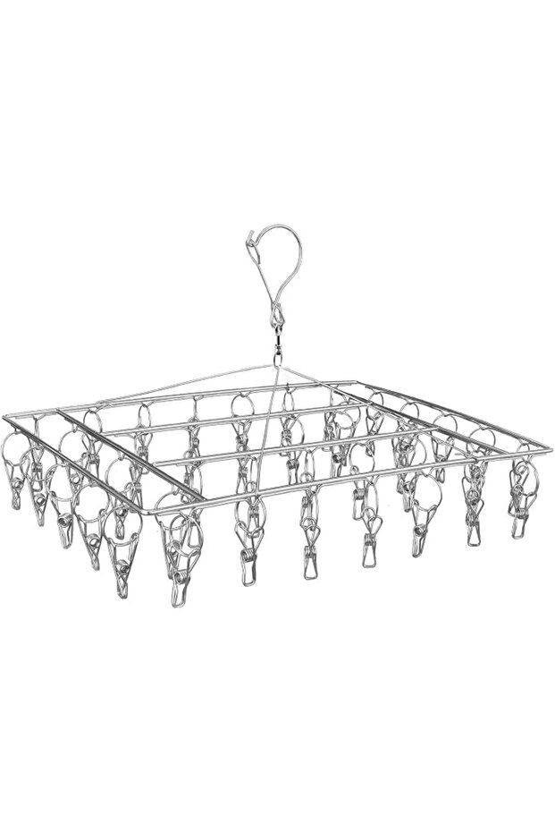 Clothes Drying Rack with 40 Clips,Stainless Steel Laundry Drying Rack Folding Sock Hanger,Wind-Proof