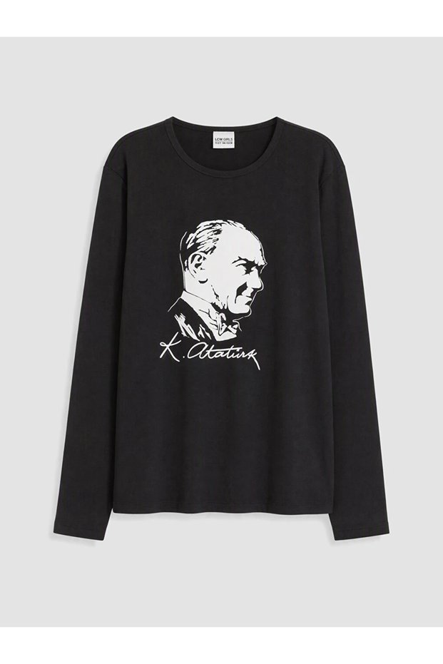 Black Atatürk Printed Girl's T-Shirt