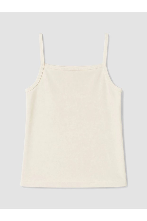 Ecru Square Neck Girls' Tank Top