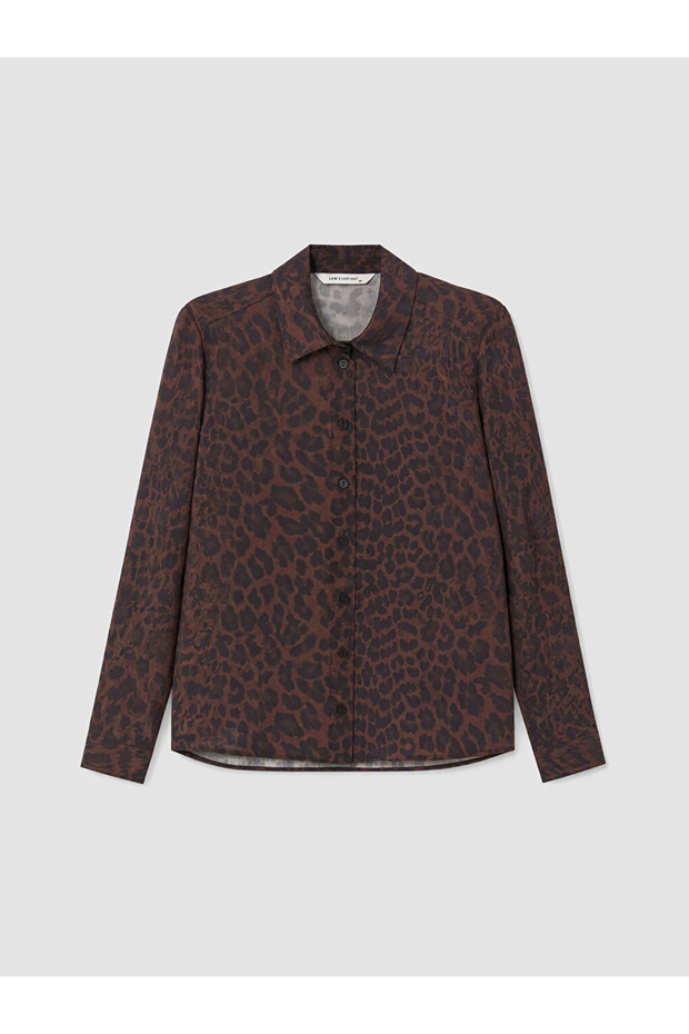 Brown Leopard Patterned Women's Shirt