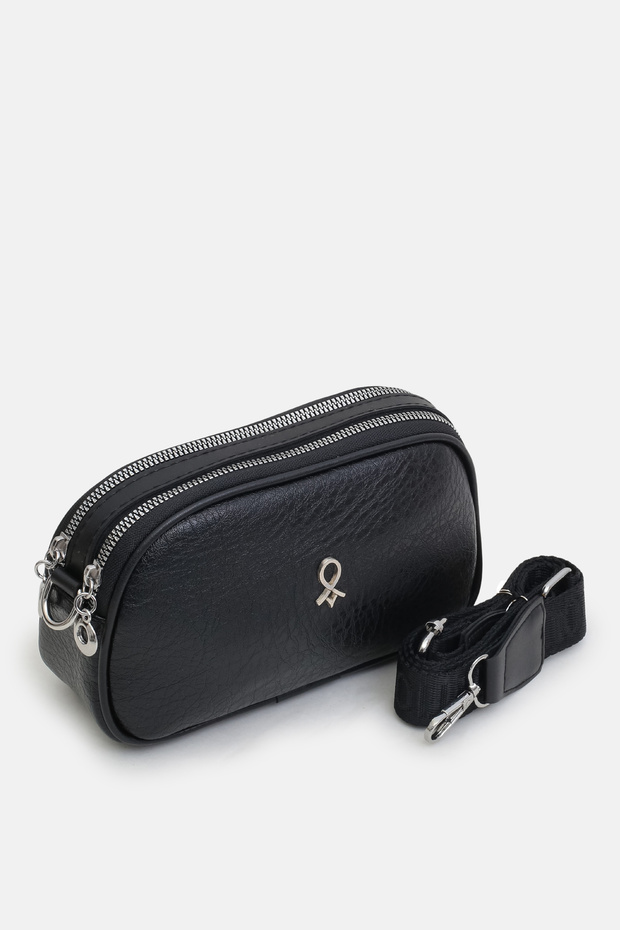 Women's Black Crossbody Bag Soft Textured, Small Size Daily Shoulder Bag 21X12 cm