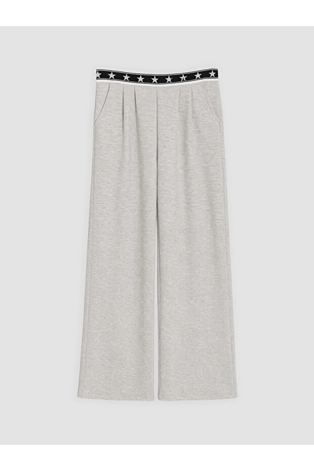 Gray Elastic Waisted Wide Leg Girls' Sweatpants