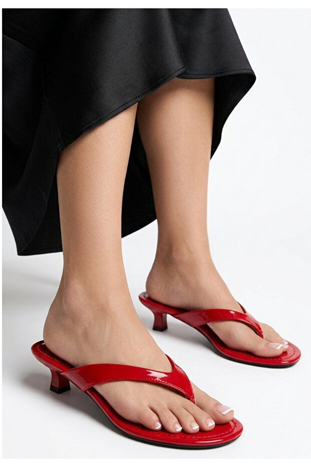 Women's Slippers Red Patent Leather Daily Wear