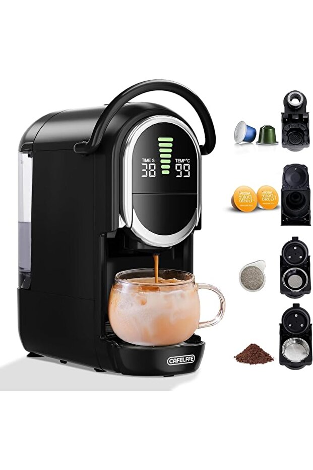 MK-609S 4-in-1 Capsule Pod Coffee Machine Maker with 19 Bar Pressure,7 Adjustable Water Lev