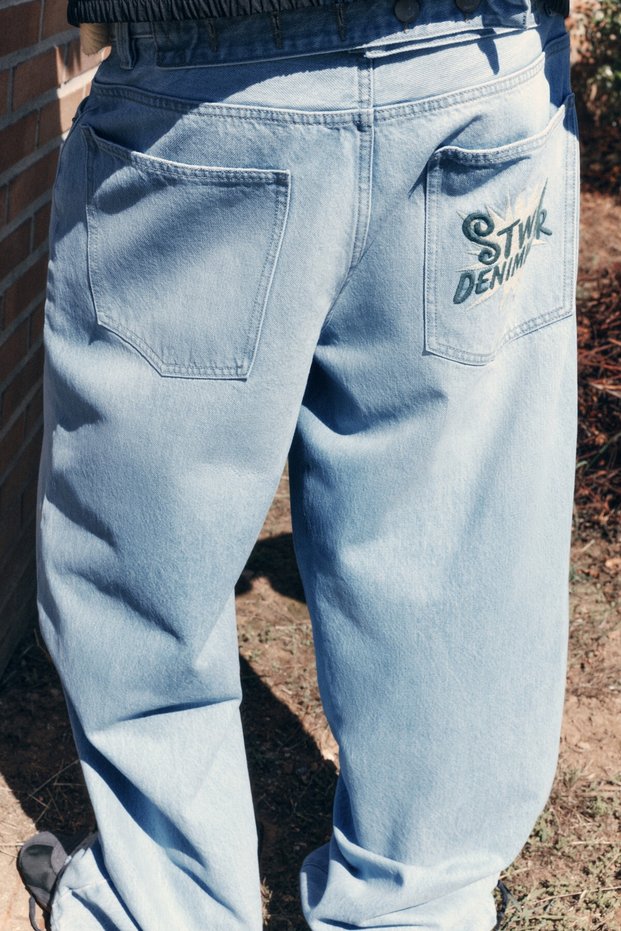 İşlemeli barrel jean