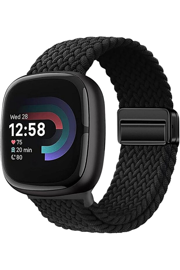 Magnetic Sport Strap for Fitbit Versa 4 and Versa 3, Adjustable Elastic Nylon Loop Compatible with S