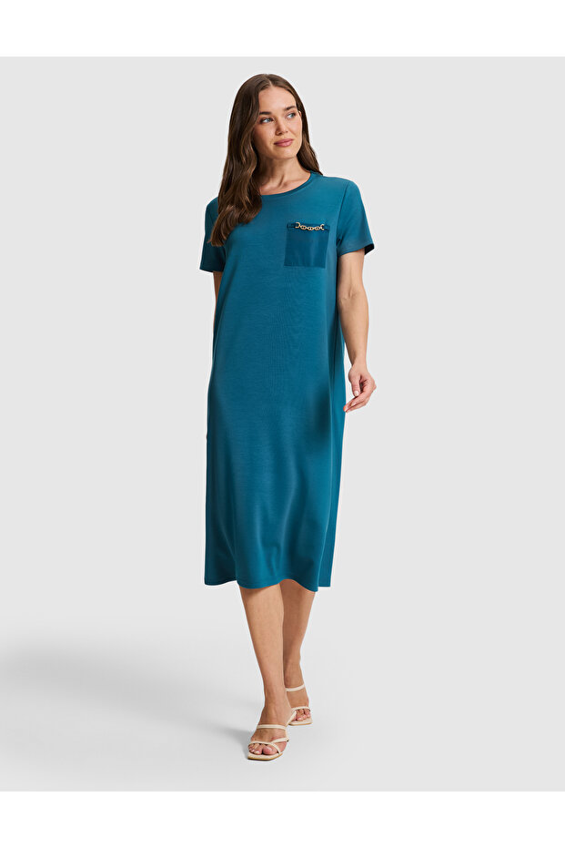 Dark Green Regular Fit Knitted Dress 50319868-Vr079