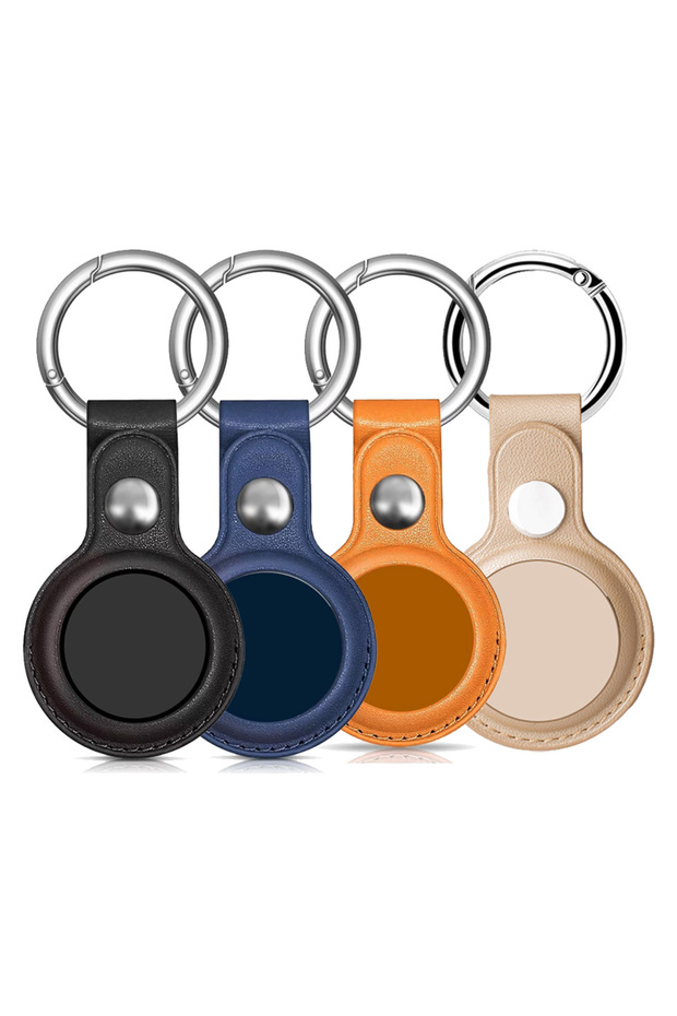 1 Set BBYC For Apple Airtags Keychain Case Cover Waterproof Key Chain Ring PU Anti-lost Luggage Tag