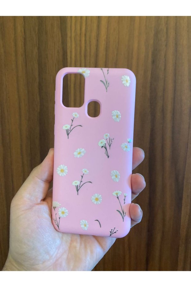 Samsung Galaxy M31/M21/M30S Daisy Flower Printed Velvet Inside Silicone Phone Case (Pink Case)