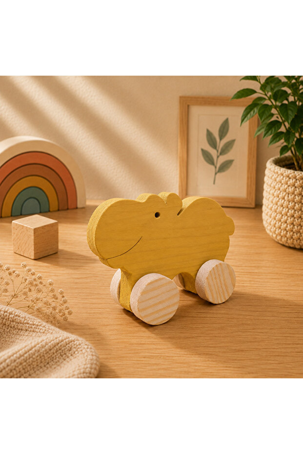 Wooden Honey Toy Hippo Natural Handmade Toy