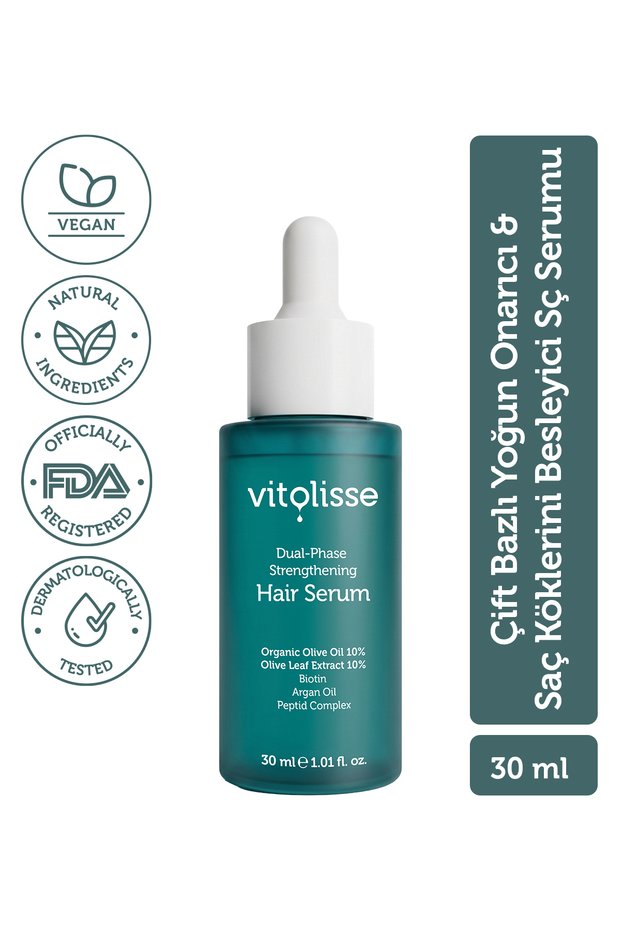 Dual Phase Hair Serum 30ml - Strengthening, Volumizing, Revitalizing, Vegan (10% Organic Olive Oil)