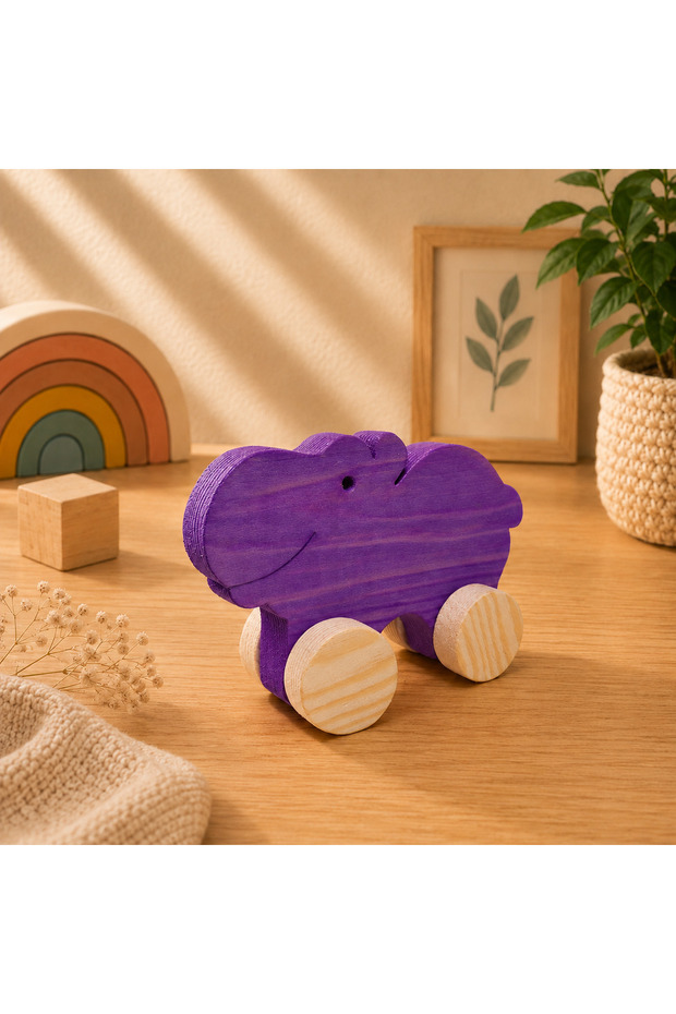 Wooden Honey Toy Hippo Natural Handmade Toy