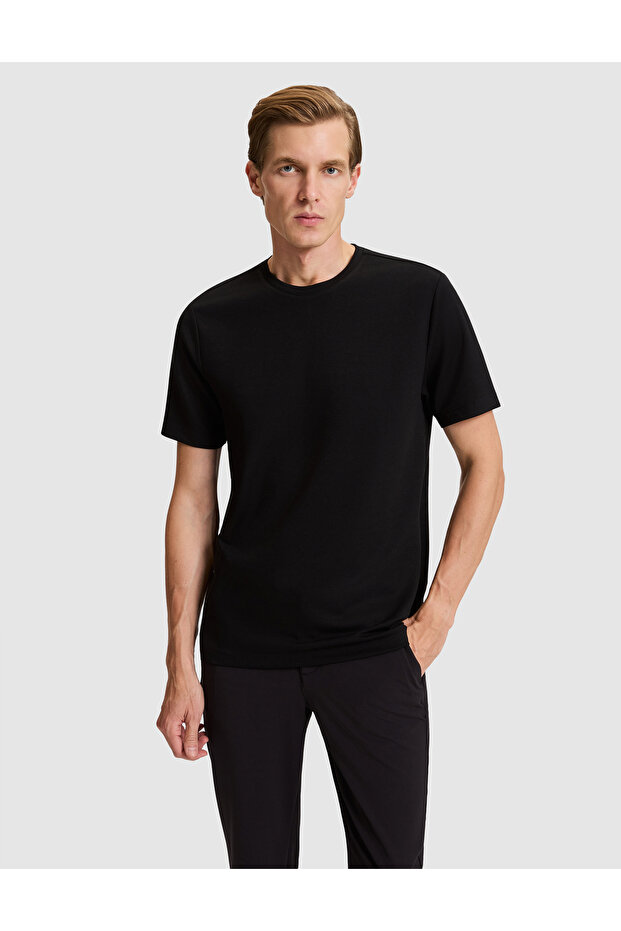 Black Regular Fit Basic T-Shirt 50333999-Vr046