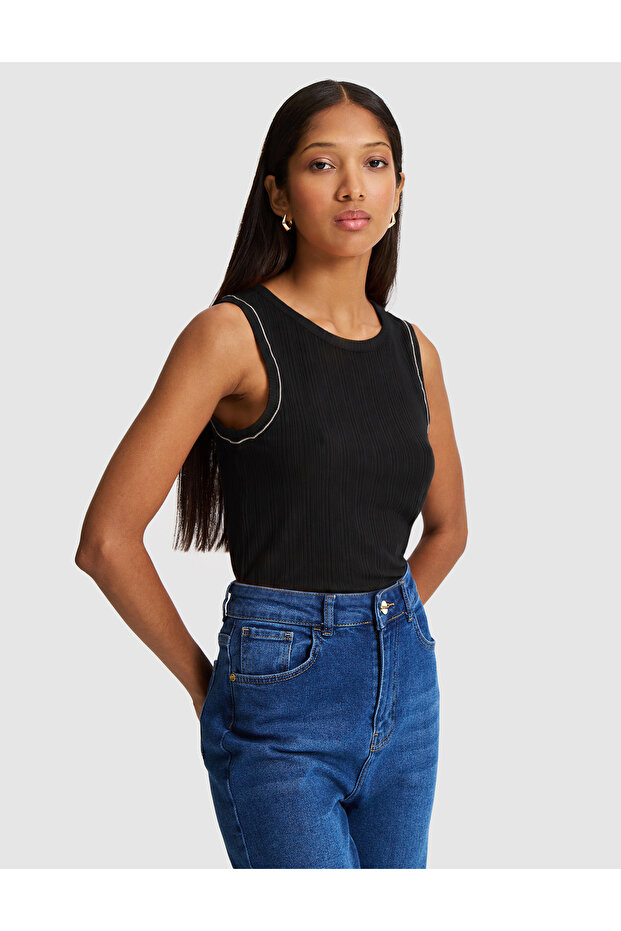 Black Slim Fit Knitted Blouse 50324123-Vr046