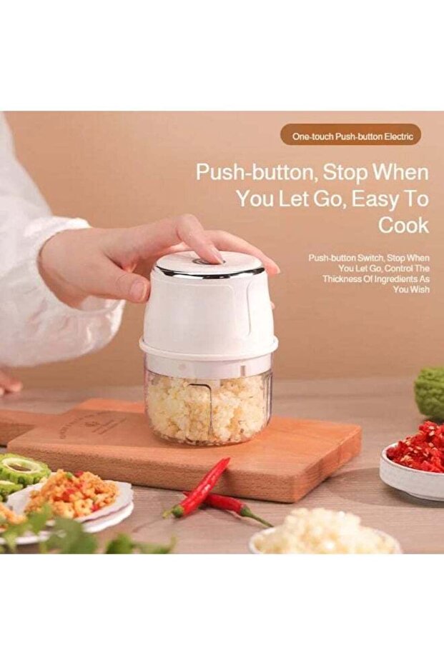 Electric Garlic Chopper, 2026 Upgraded Mini Food Processor 350ml, Cordless USB Rechargeable Food Chopper with 6 Stainless Steel Blades & Thickened Glass for Garlic Ginger Nuts Meat (350ml-Blue)