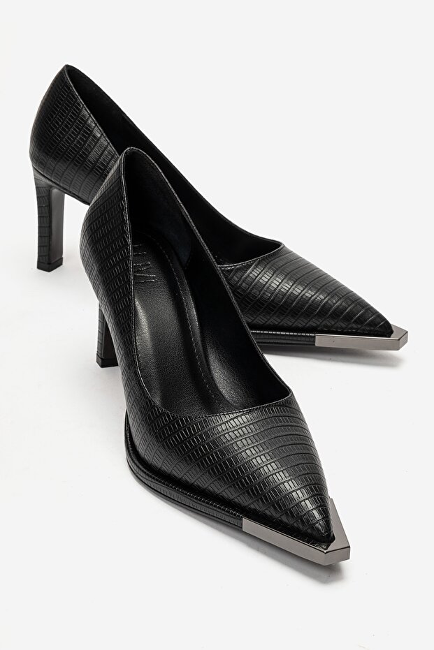 Carlotta Black Striped Women's Heeled Shoes