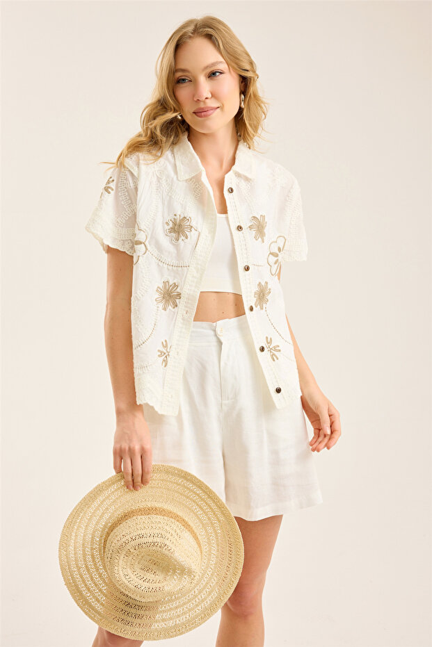 Floral Embroidered Shirt