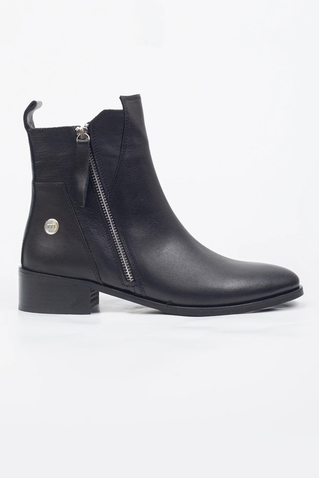Mammamia Genuine Leather Short Heeled Casual Boots