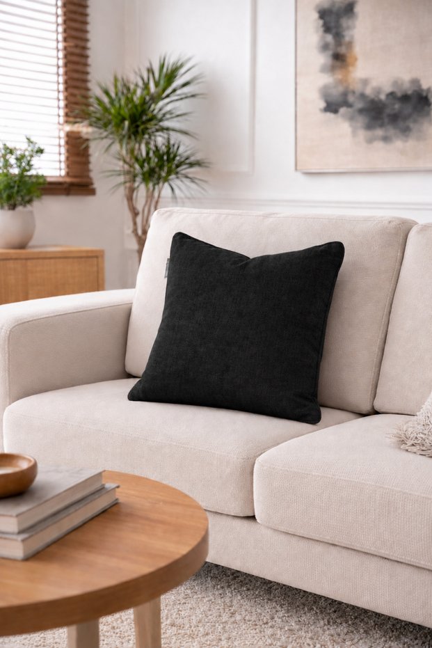 1 Piece Linen Look Throw Pillow Cover with Zipper Modern Decorative Pillowcase Black