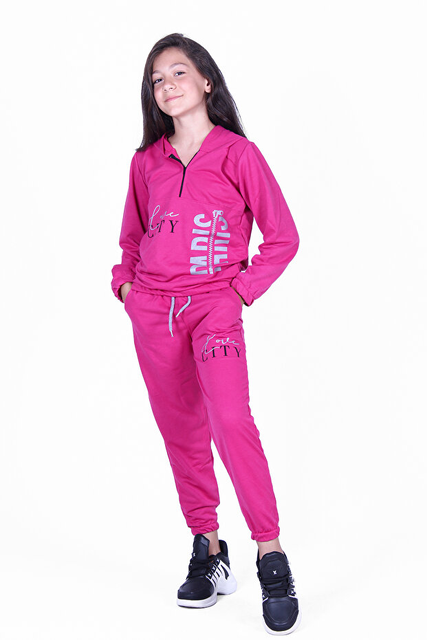 Girl's Love City Printed Zippered Tracksuit Set