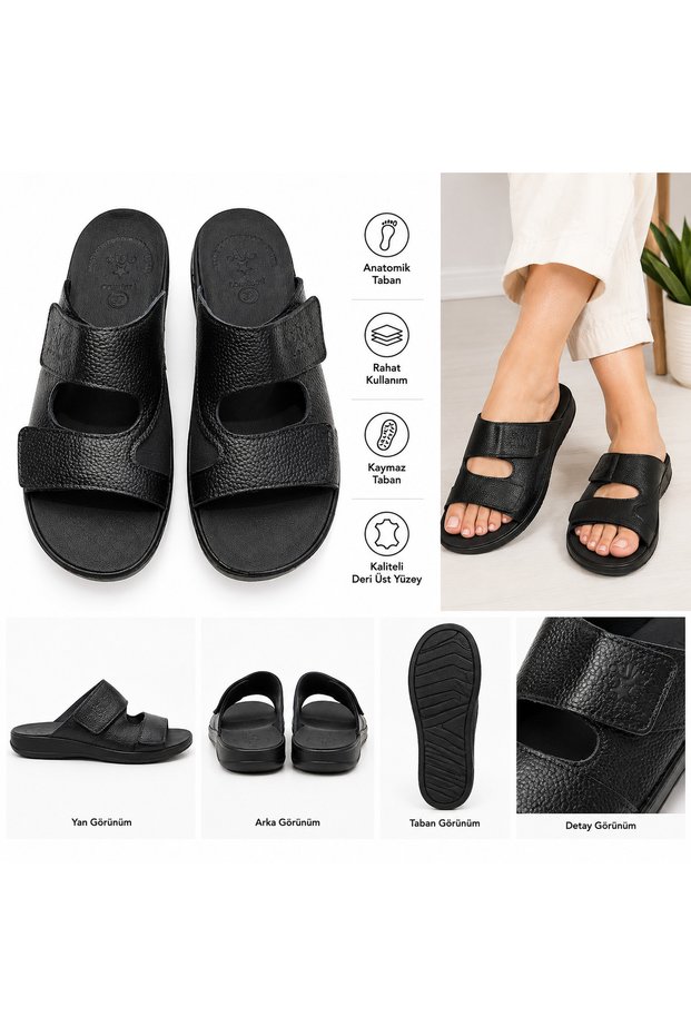 Siyo Hallux Valgus Bone Protrusion Heel Spur Sensitive Anatomical Non-Slip Sole Genuine Leather Inside-Out Slippers