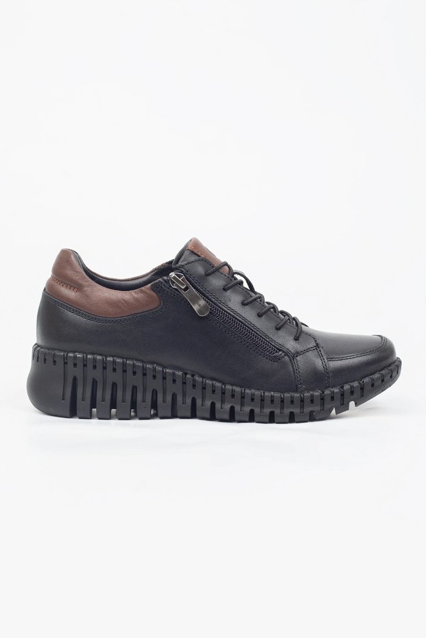 Mammamia Genuine Leather Orthopedic Shoes with Side Zipper