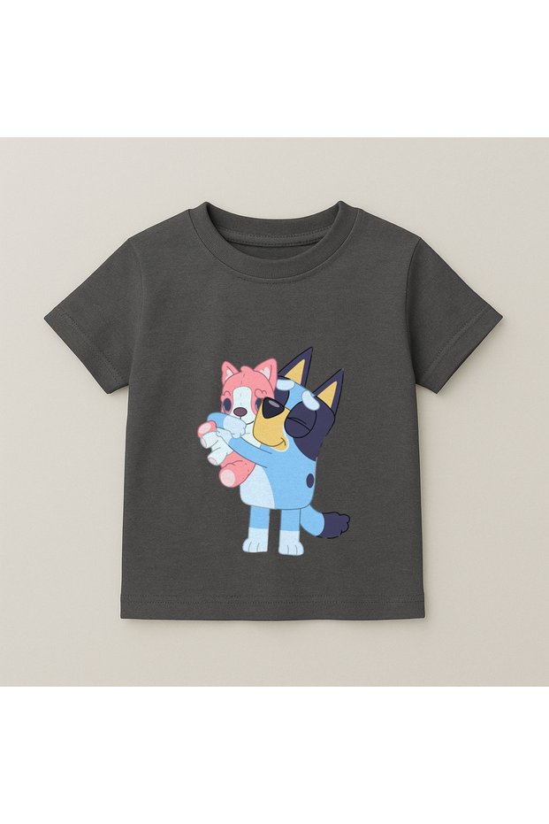 Bluey Floral Printed Children's T-Shirt 100% Cotton Smoked