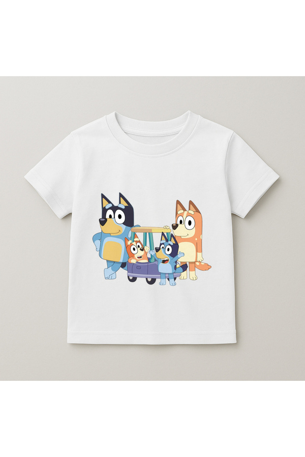 Bluey Birthday Family Printed Kids T-Shirt 100% Cotton White