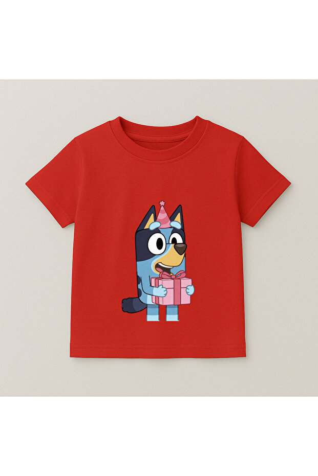 Bluey Gift Printed Children's T-Shirt 100% Cotton Red