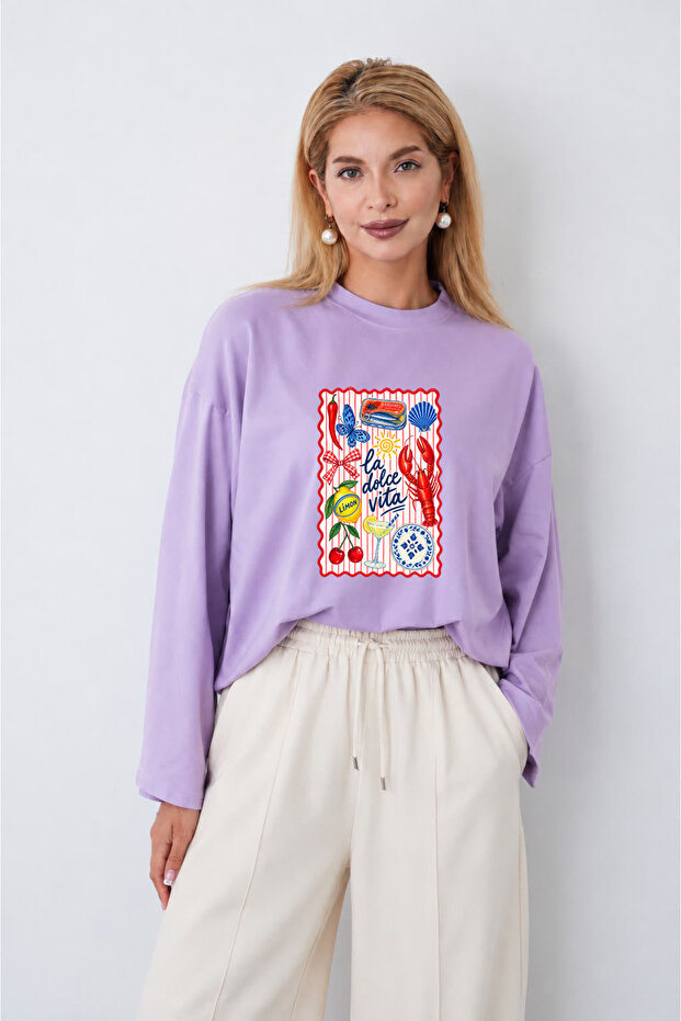 Women's Graphic Printed Wide-Sleeve Body Suit Suitable for Hijab