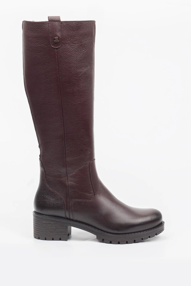 Venüs Genuine Leather Thick Heeled Boots with Elastic Back