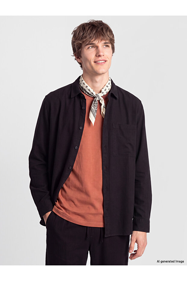 Xside Black Regular Fit Men's Shirt